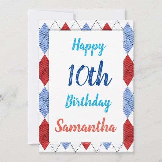 Argyle-patroon in rood en blauw kaart (Voorkant)