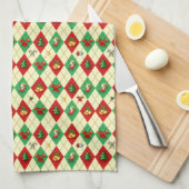 Argyle Patroon Kerstmis Theedoek (Quarter Fold)