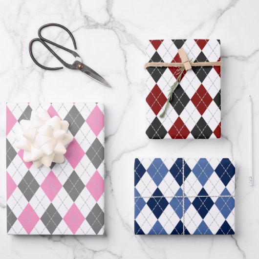 argyle patroon kleur variëteit inpakpapier vel (Voorkant)