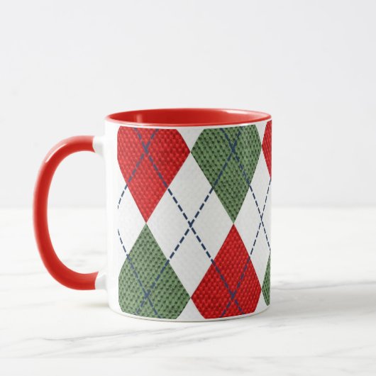 Argyle patroon rood en groen mok (Links)