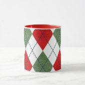Argyle patroon rood en groen mok (Midden)