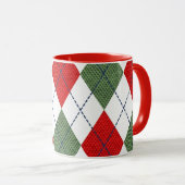 Argyle patroon rood en groen mok (Voorkant rechts)