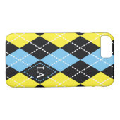 Argyle patroon zwart, geel, blauw monogram Case-Mate iPhone case (Achterkant (Horizontaal))
