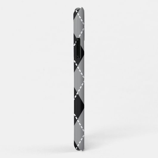 Argyle patroon zwart, grijs blauw monogram Case-Mate iPhone case (Achterkant/rechts)