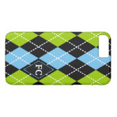 Argyle patroon zwart, groen, blauw monogram Case-Mate iPhone case (Achterkant (Horizontaal))