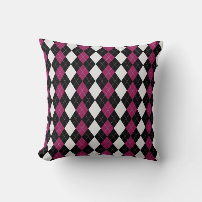 ARGYLE-patroonpatroon met Black & MAROON RED Diamo Kussen (Voorkant)