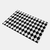 Argyle Pattern Black en White Deurmat (Schuin)