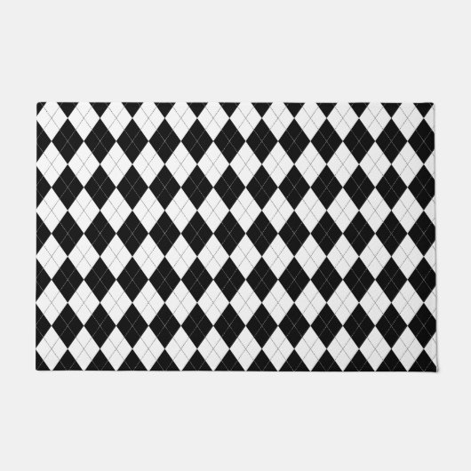 Argyle Pattern Black en White Deurmat (Voorkant)