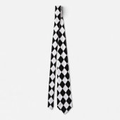 Argyle Pattern Black en White Preppy Stropdas (Achterkant)