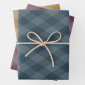 Argyle Pattern Bourgogne Blauwgroen en Gouden Oker Inpakpapier Vel (In situ)