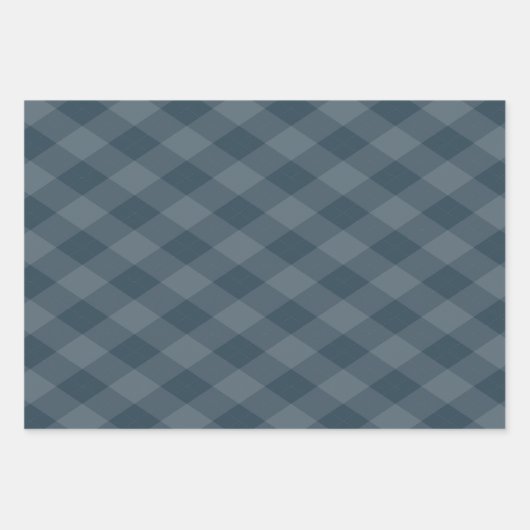 Argyle Pattern Bourgogne Blauwgroen en Gouden Oker Inpakpapier Vel (Voorkant)