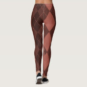 Argyle Pattern - Donkerrood Sinaasappel Leggings (Achterkant)