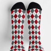 Argyle Pattern Gray Burgundy Sokken (Top)