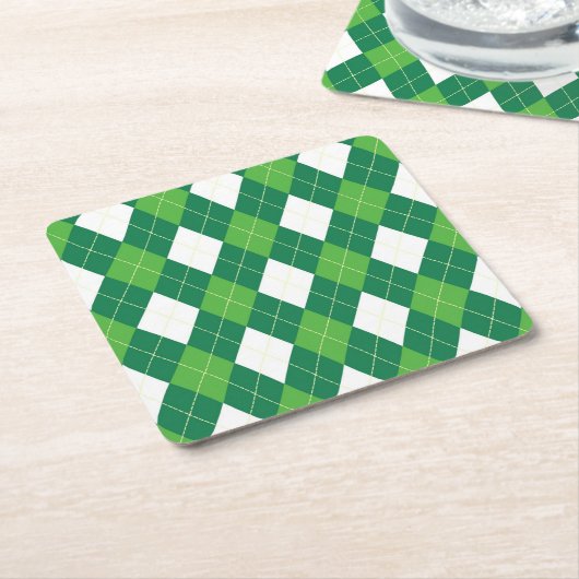 Argyle Pattern, Green and White Kartonnen Onderzetters (Schuin)