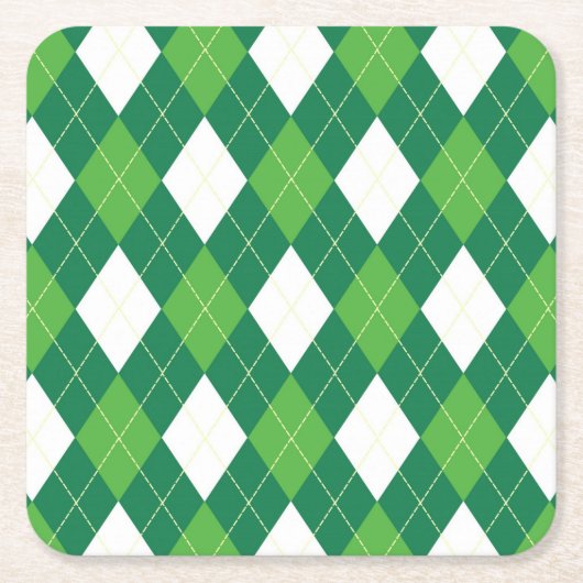 Argyle Pattern, Green and White Kartonnen Onderzetters (Voorkant)