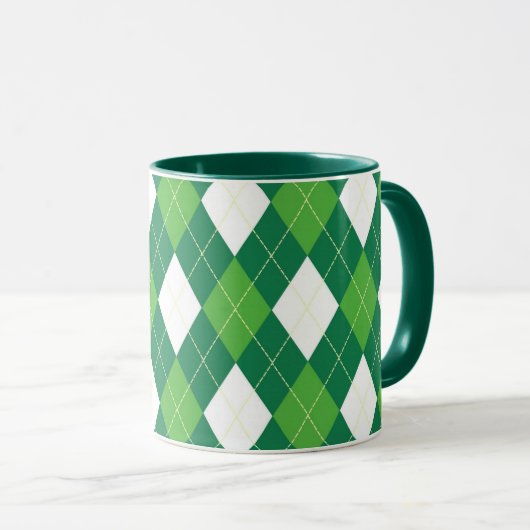 Argyle pattern, green and white mok (Voorkant rechts)