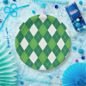 Argyle Pattern, Green and White Papieren Bordje (Feest)