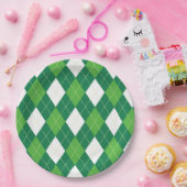 Argyle Pattern, Green and White Papieren Bordje (Feest)
