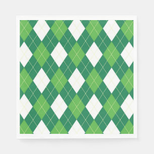Argyle Pattern, Green and White Servetten