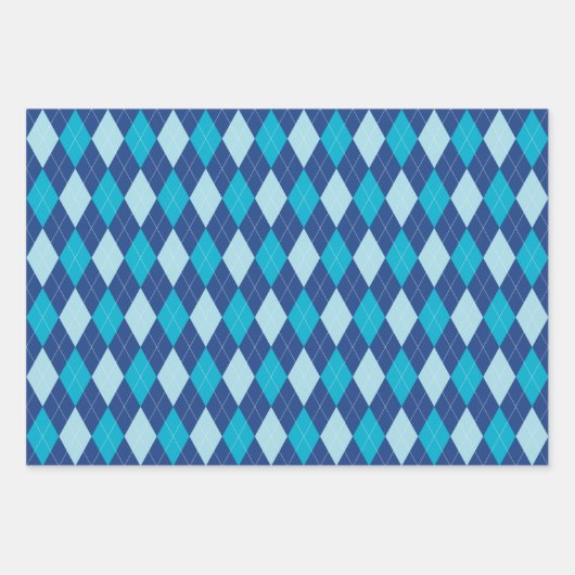 Argyle Pattern Grey Red en Blue Inpakpapier Vel (Voorkant 3)