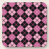 Argyle Pattern in Black en Pink Bier Onderzetter (Voorkant)