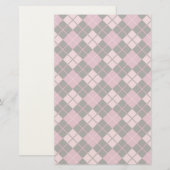 Argyle Pattern in Black en Pink Briefpapier (Voorkant / Achterkant)