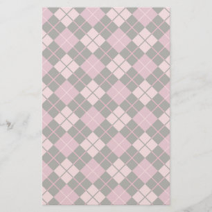 Argyle Pattern in Black en Pink Briefpapier