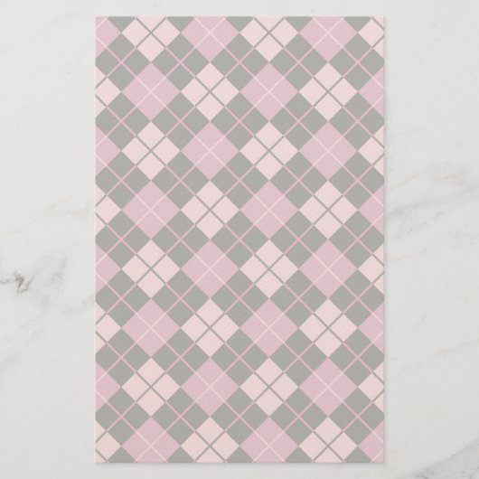 Argyle Pattern in Black en Pink Briefpapier (Voorkant)