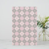 Argyle Pattern in Black en Pink Briefpapier (Staand voorkant)