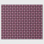 Argyle Pattern in Black en Pink Cadeaupapier (Vlak)