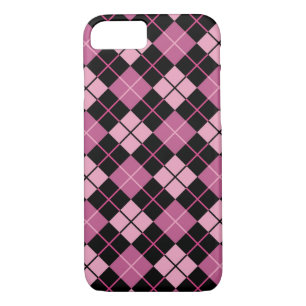 Argyle Pattern in Black en Pink iPhone 8/7 Hoesje
