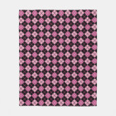 Argyle Pattern in Black en Pink Fleece Deken (Voorkant)