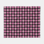 Argyle Pattern in Black en Pink Fleece Deken (Voorkant (Horizontaal))