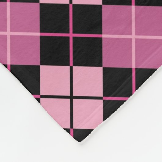 Argyle Pattern in Black en Pink Fleece Deken (Hoek)