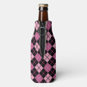 Argyle Pattern in Black en Pink Flesjeskoeler (Fles Achterkant)