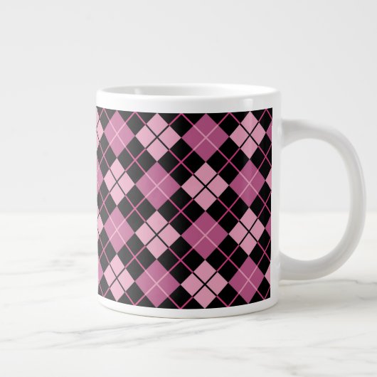 Argyle Pattern in Black en Pink Grote Koffiekop (Rechts)
