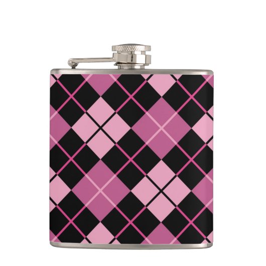 Argyle Pattern in Black en Pink Heupfles (Voorkant)