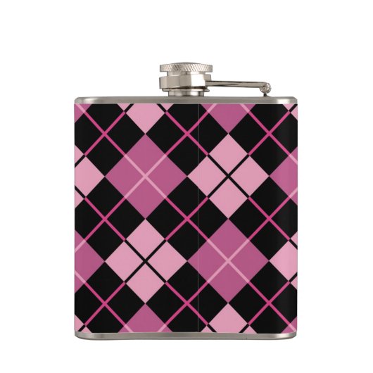 Argyle Pattern in Black en Pink Heupfles (Achterkant)