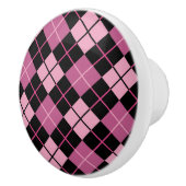 Argyle Pattern in Black en Pink Keramische Knop (Rechts)