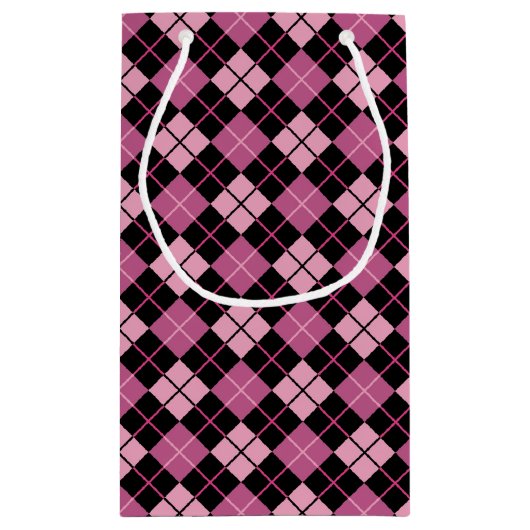 Argyle Pattern in Black en Pink Klein Cadeauzakje (Achterkant)