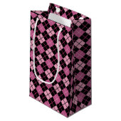Argyle Pattern in Black en Pink Klein Cadeauzakje (Voorkant Gekanteld)