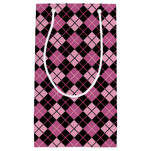 Argyle Pattern in Black en Pink Klein Cadeauzakje (Voorkant)