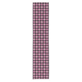 Argyle Pattern in Black en Pink Korte Tafelloper (Voorkant)