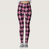 Argyle Pattern in Black en Pink Leggings (Voorkant)