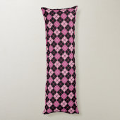 Argyle Pattern in Black en Pink Lichaamskussen (Achterkant (Verticaal))