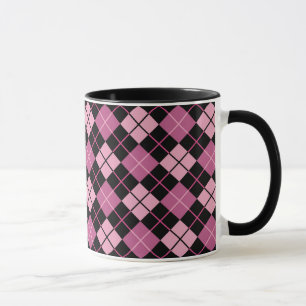 Argyle Pattern in Black en Pink Mok