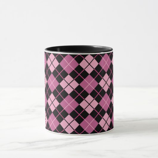 Argyle Pattern in Black en Pink Mok (Midden)