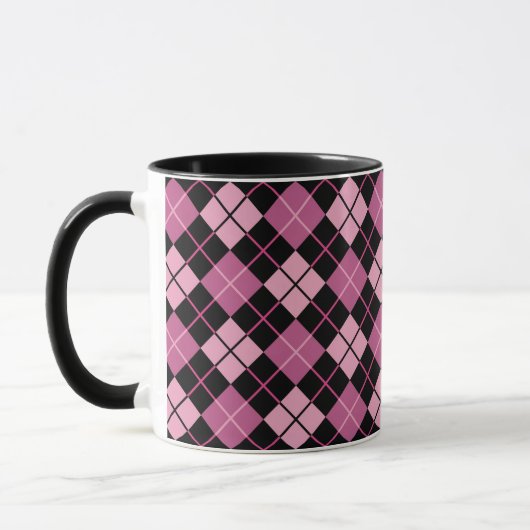 Argyle Pattern in Black en Pink Mok (Links)
