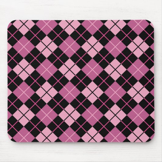 Argyle Pattern in Black en Pink Muismat (Voorkant)