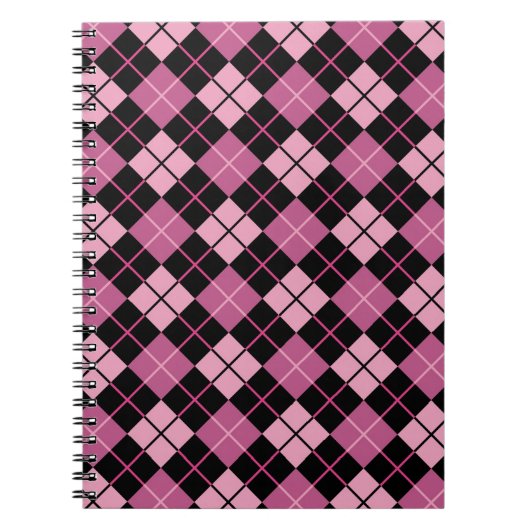 Argyle Pattern in Black en Pink Notitieboek (Voorkant)